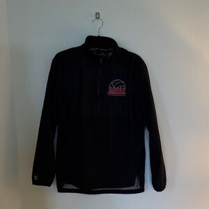 Black Quarter-zip Windbreaker Jacket for Men